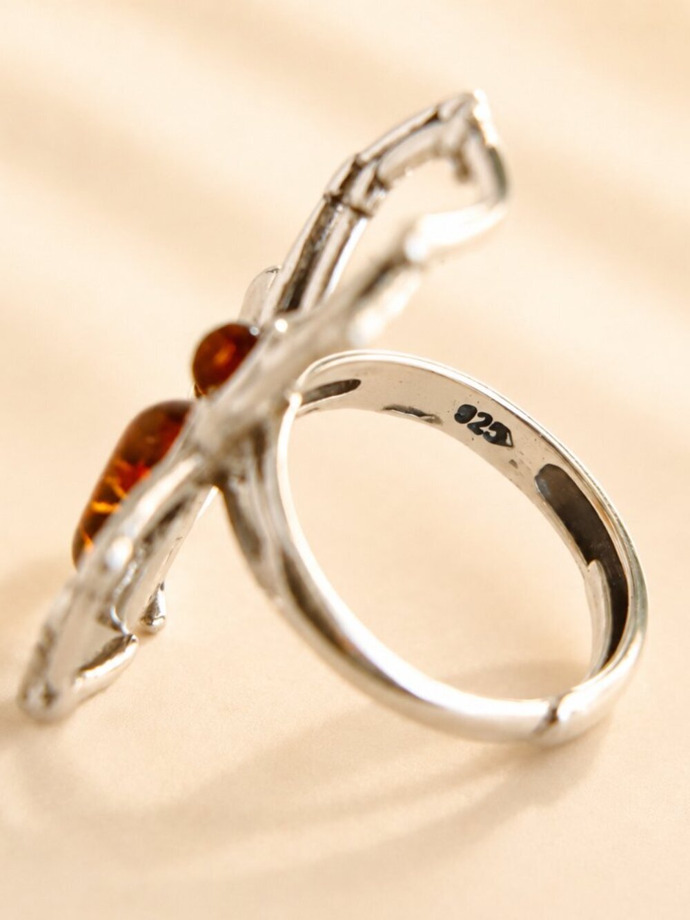 Baltic Amber Spider Ring in Sterling Silver - Picture 5 of 5
